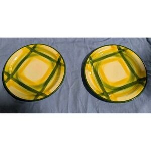 Vintage Metlox Vernonware GINGHAM Dessert Plate 6.25" Set/2 MCM
